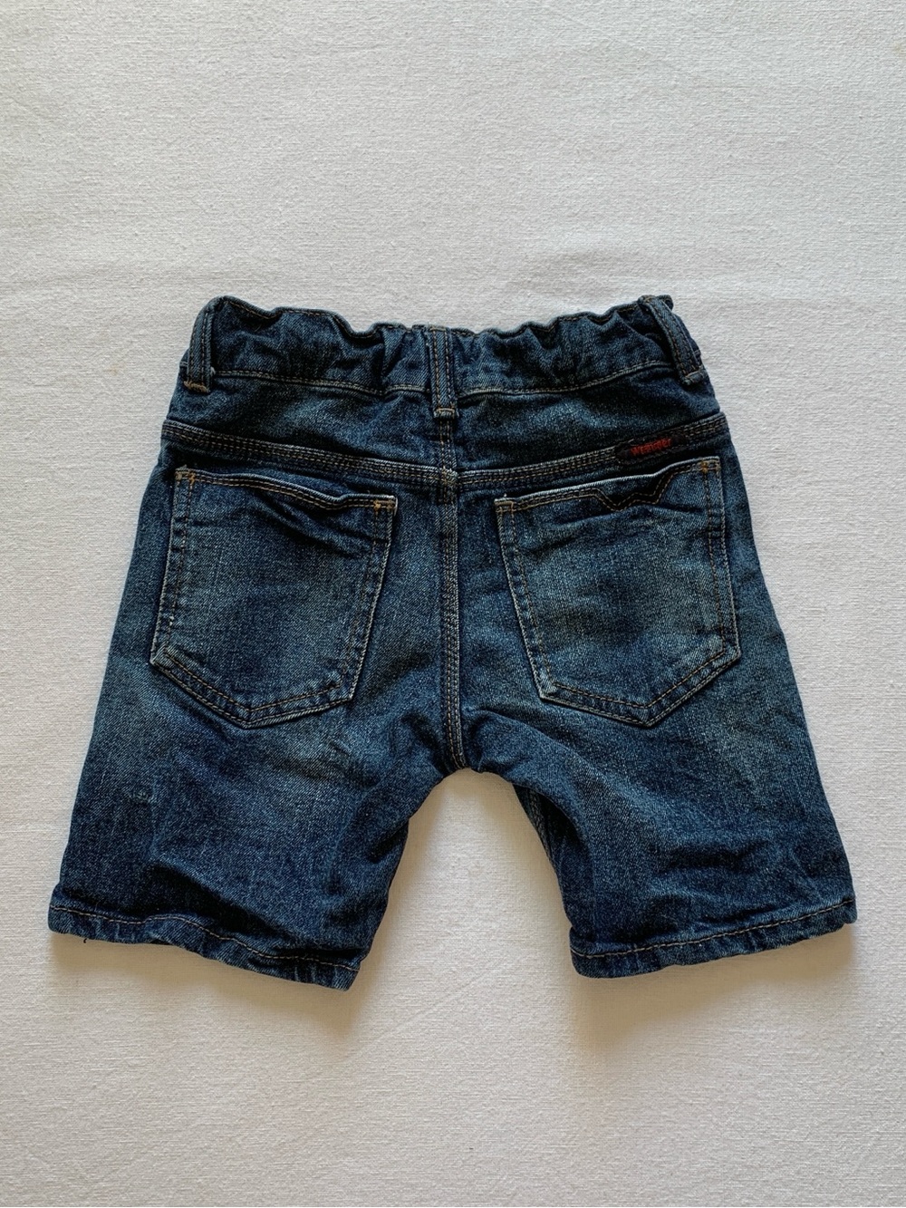 Wrangler Dark Wash Blue Jean Denim Boys Shorts with Adjustable Elastic Waist 4